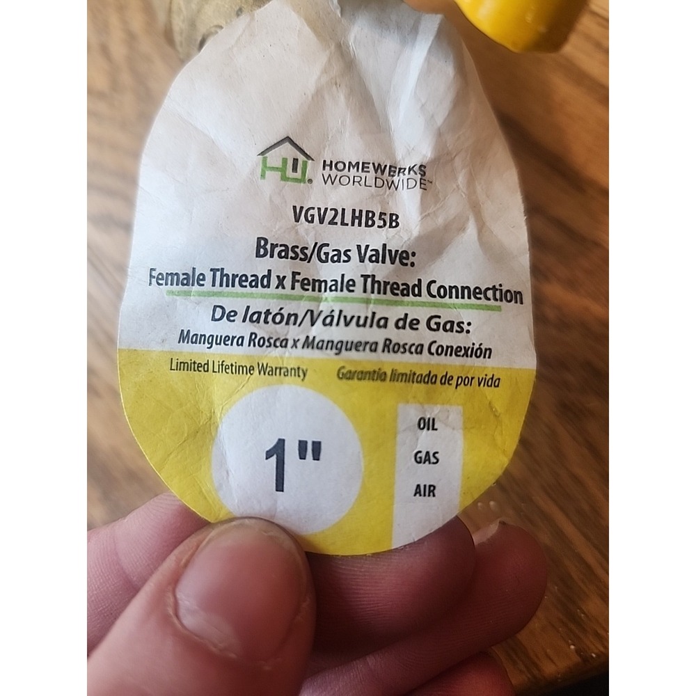 Homewerks Premium Gas Ball Valve x Female Thread 1/2" Brass Tool VGV1LHB3B